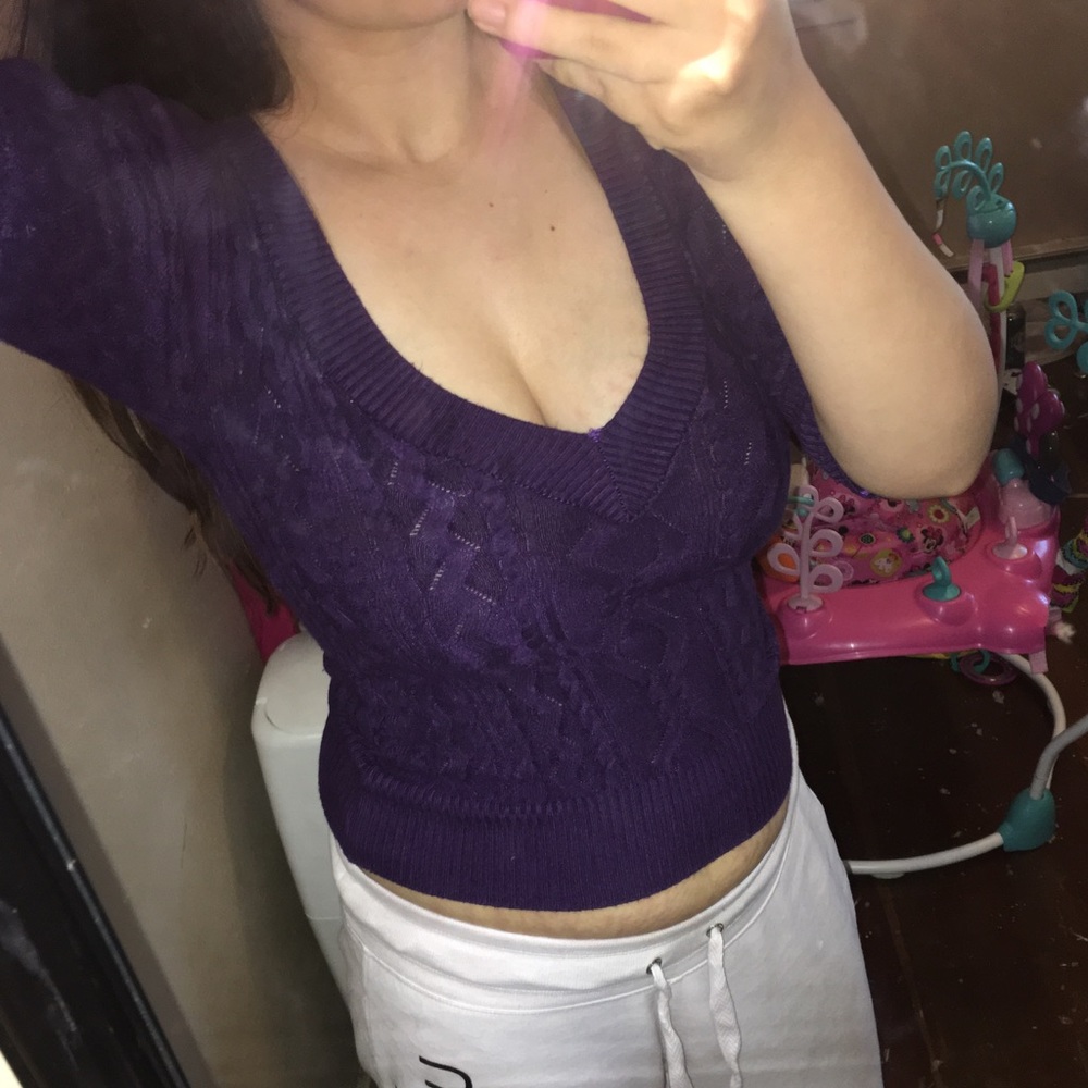 Cropped purple sweater